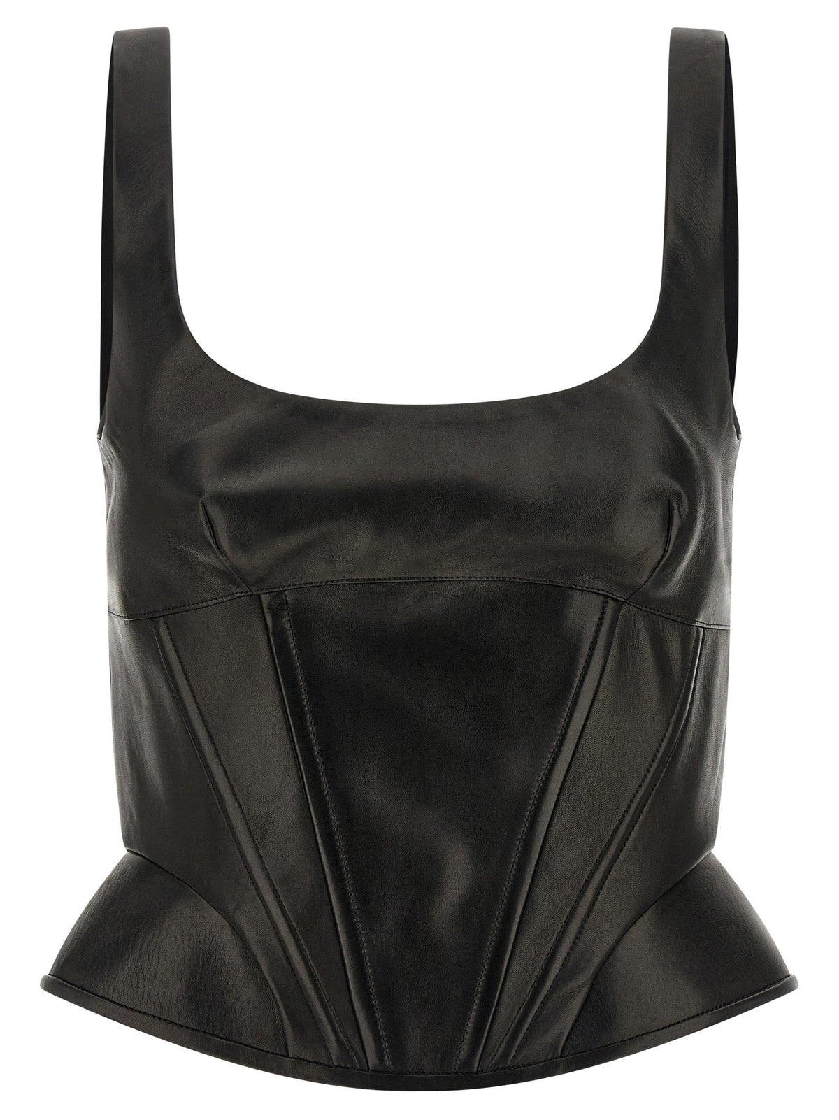 Ermanno Scervino Black Lamb Leather Tank Tops