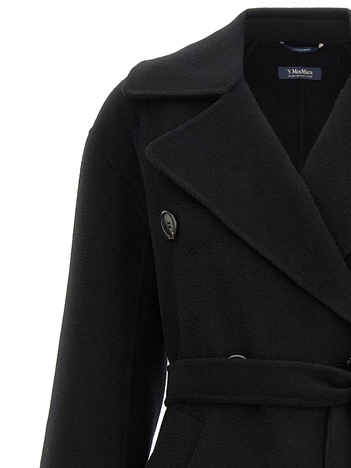 'S Max Mara Black Virgin Wool Coat