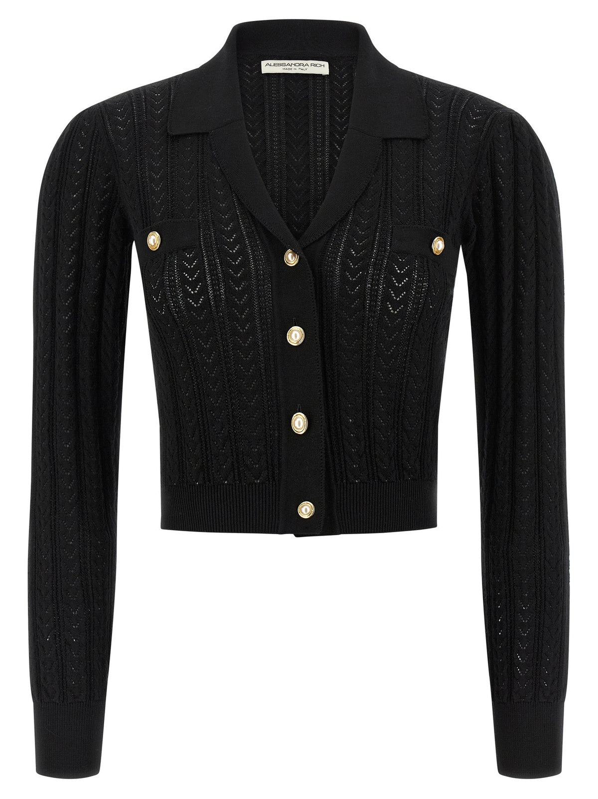 Alessandra Rich Black Cotton Cardigan