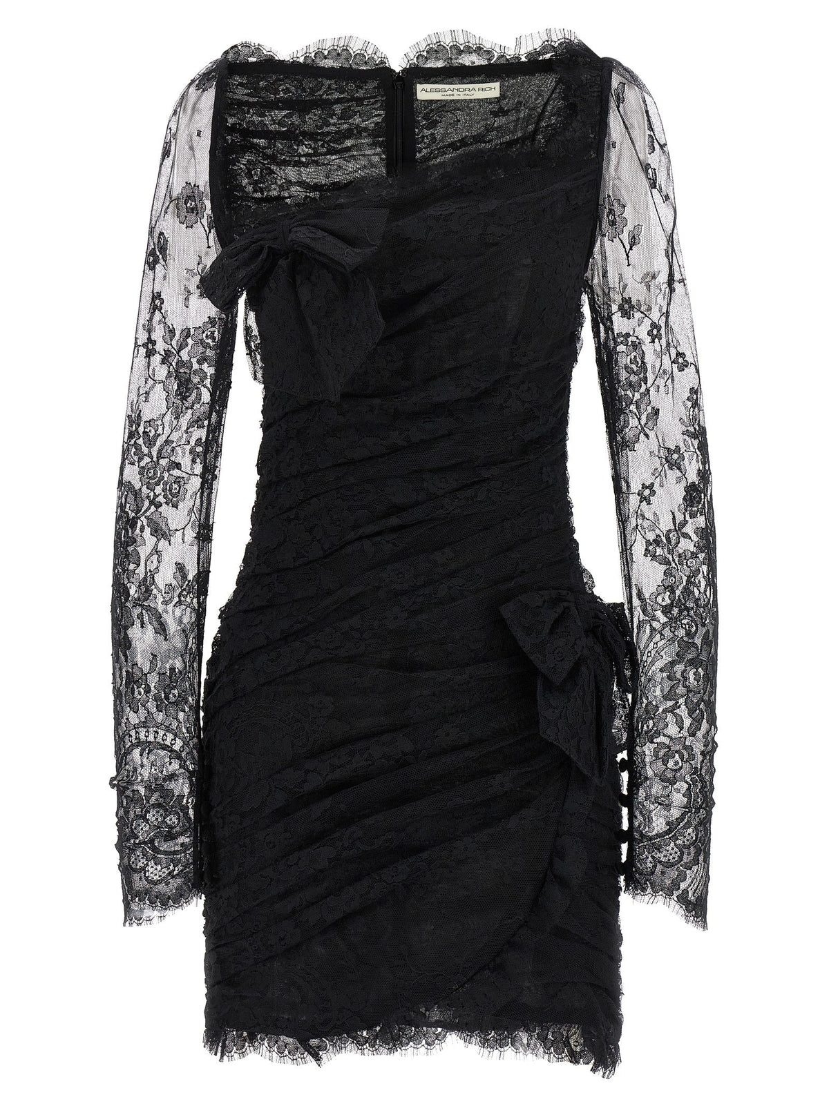 Alessandra Rich Black Organic Cotton Short Dress