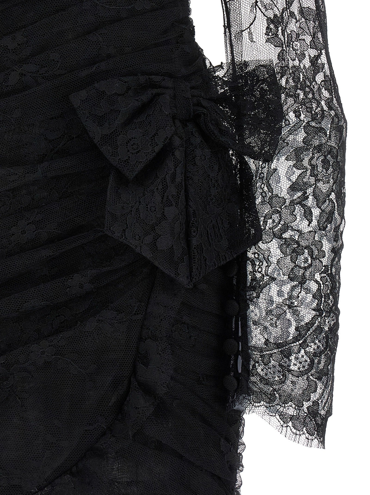 Alessandra Rich Black Organic Cotton Short Dress