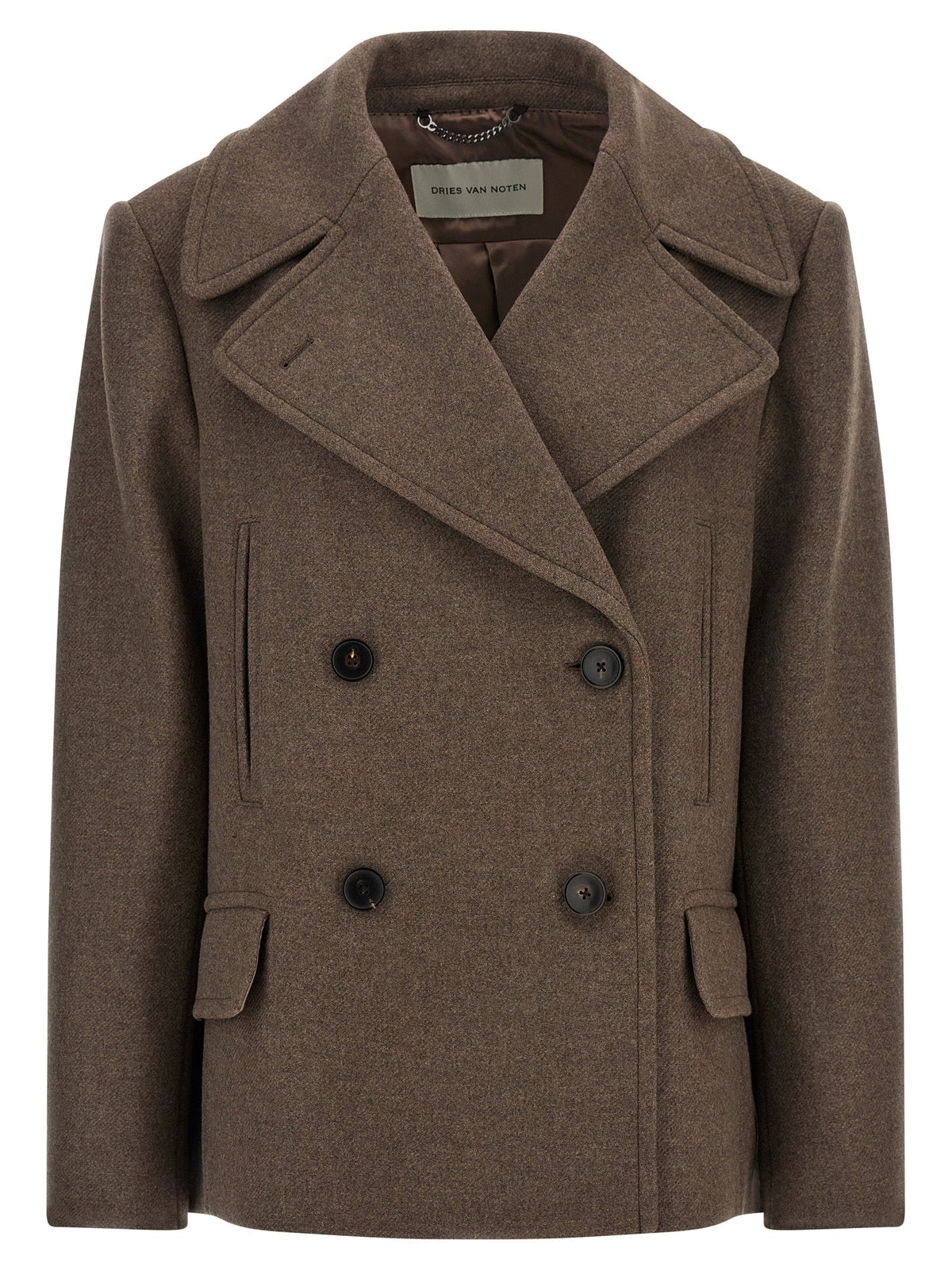Dries Van Noten Brown Wool Coat