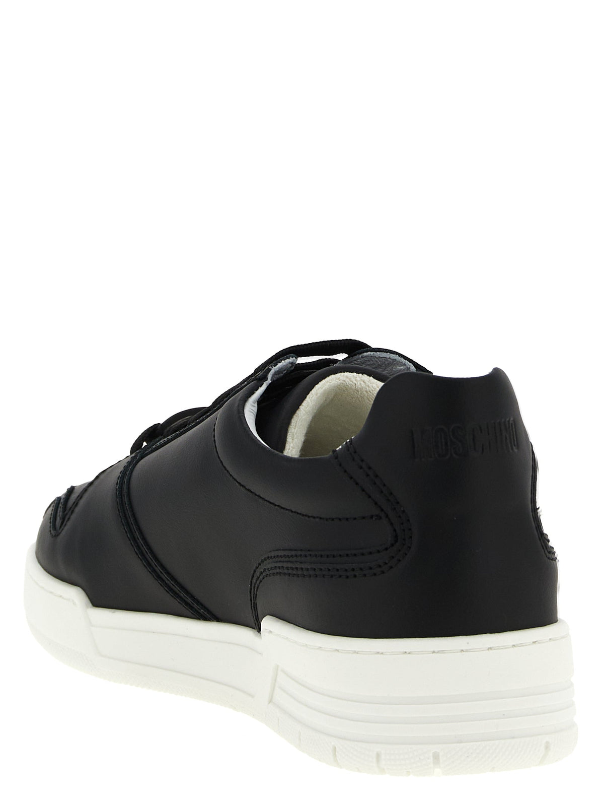 Moschino Black Leather Low Top Sneakers