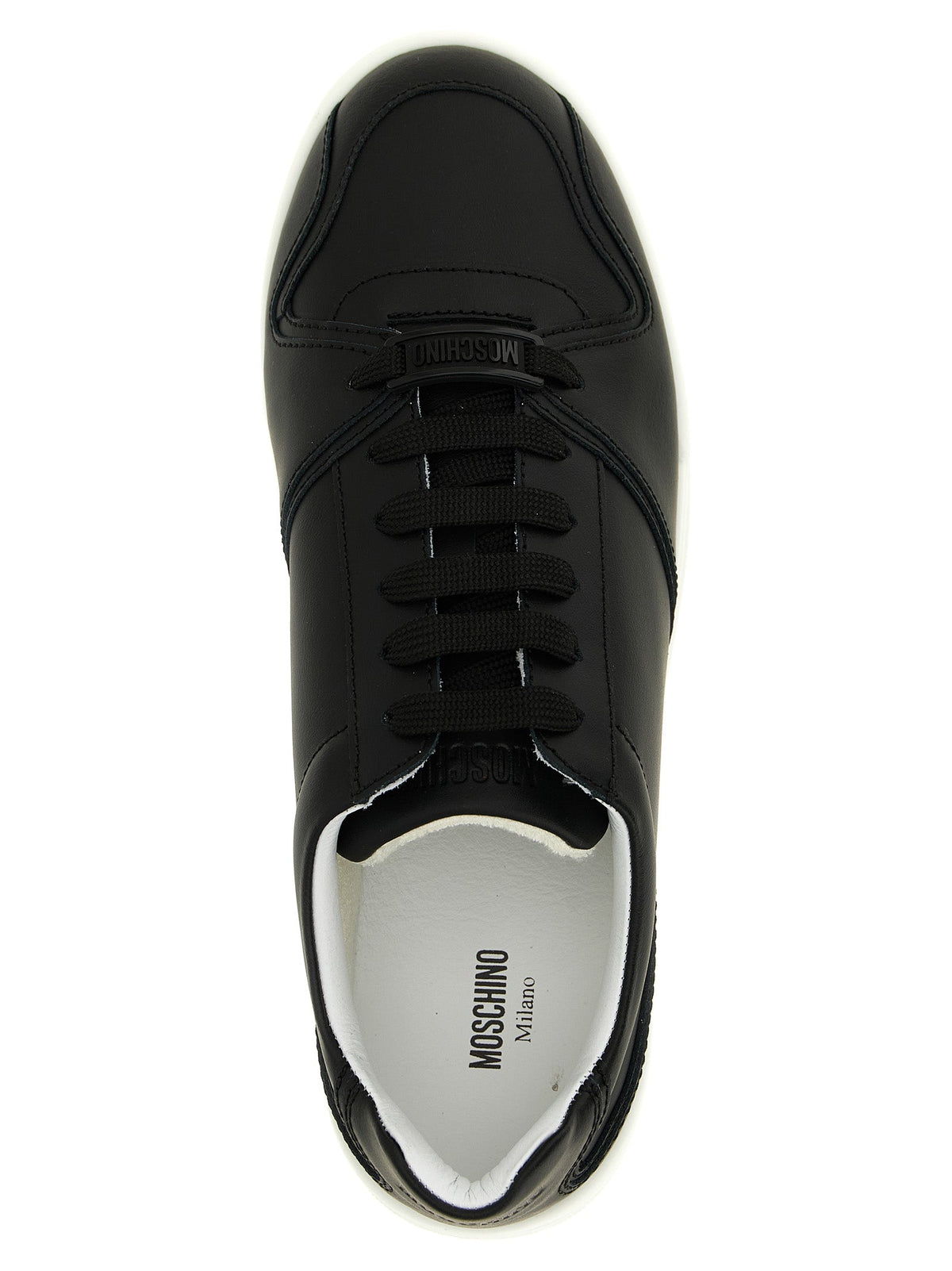 Moschino Black Leather Low Top Sneakers