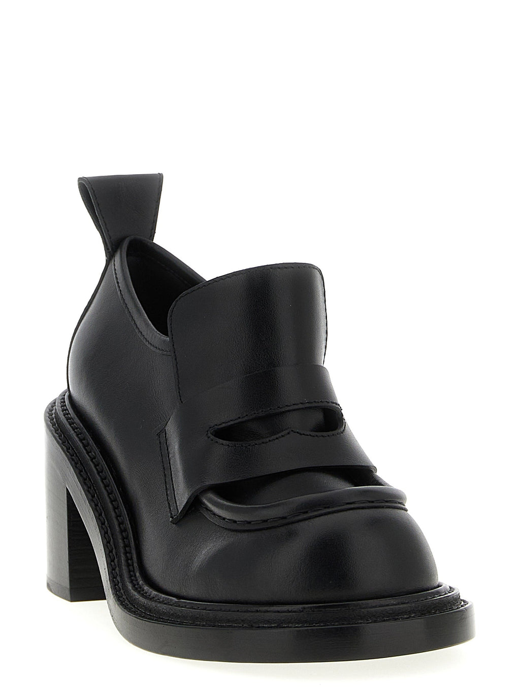 Moschino Black Leather Platform Loafers