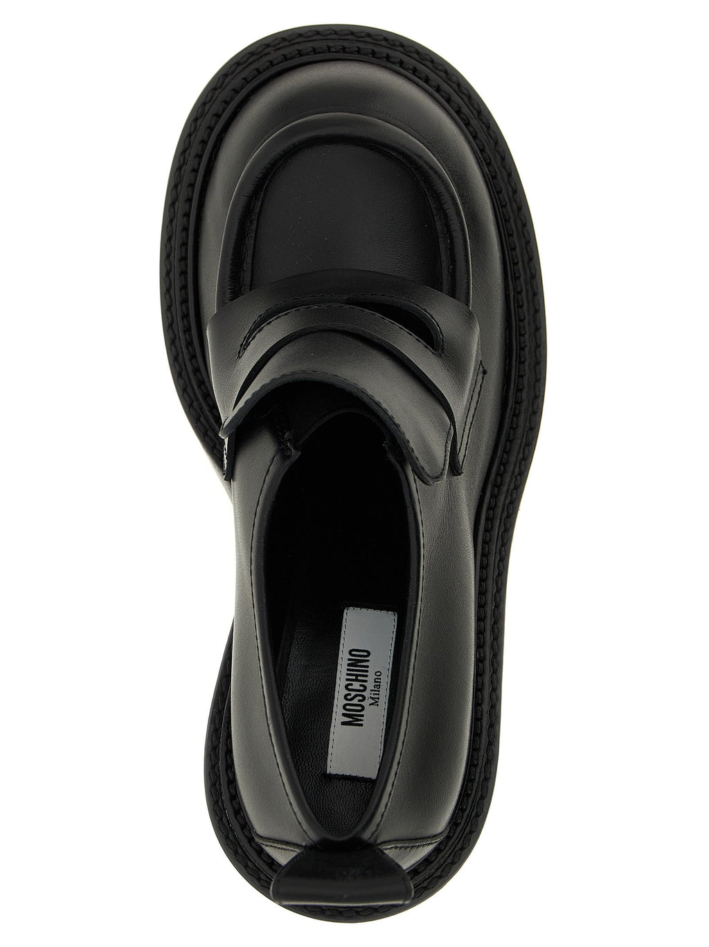 Moschino Black Leather Platform Loafers