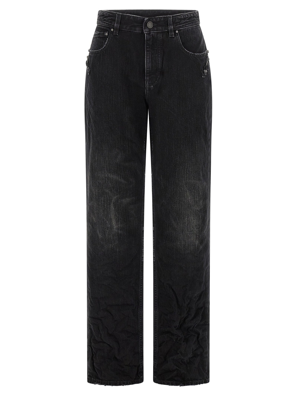 Balenciaga Black Cotton Straight-Leg Jeans