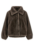 LOU ANDREA Brown Polyamide Full-Length Jacket