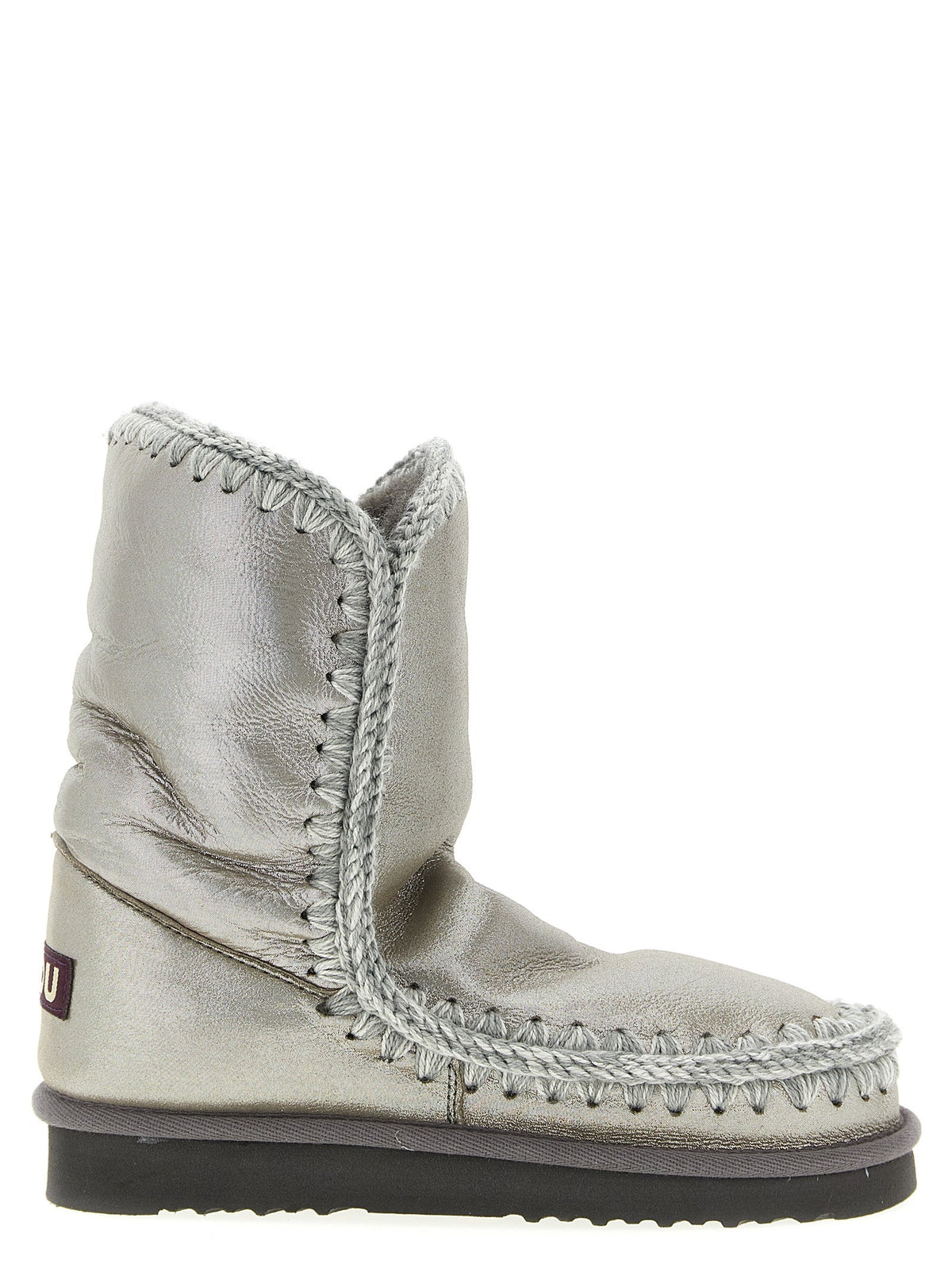 Mou Silver Lambskin Ankle Boots