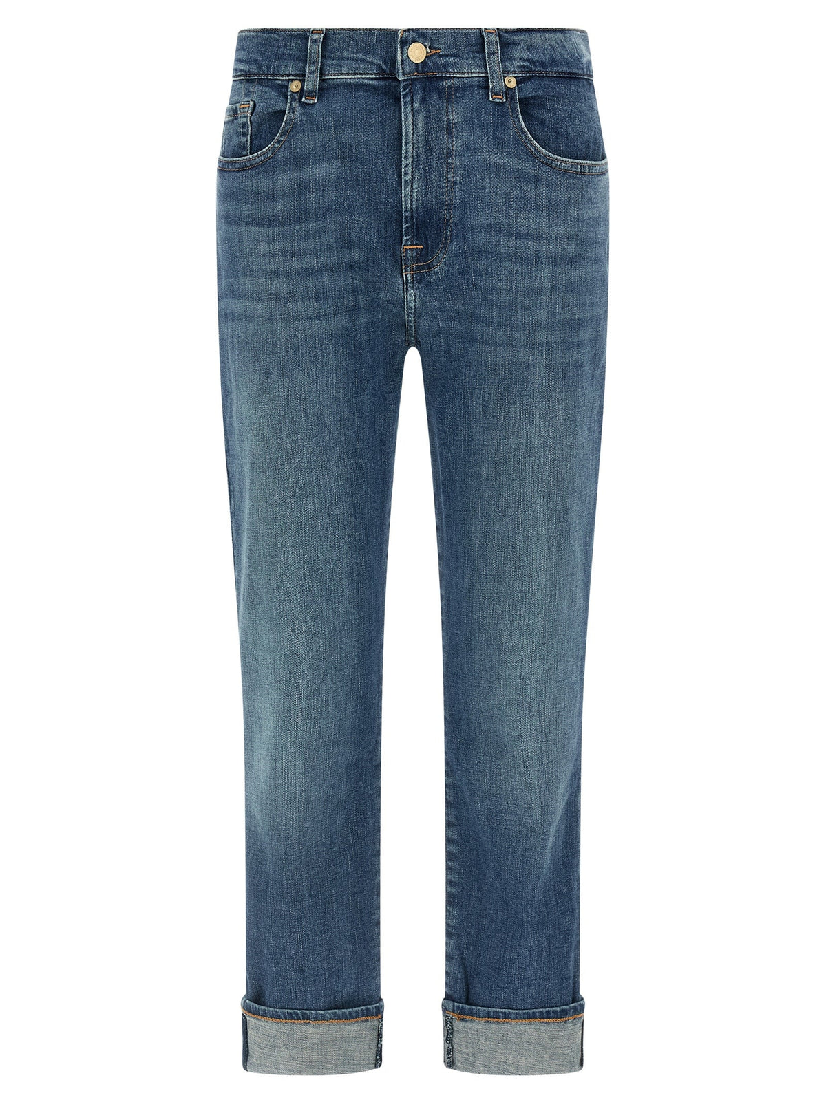 7 For All Mankind Blue Cotton Relaxed Fit Jeans