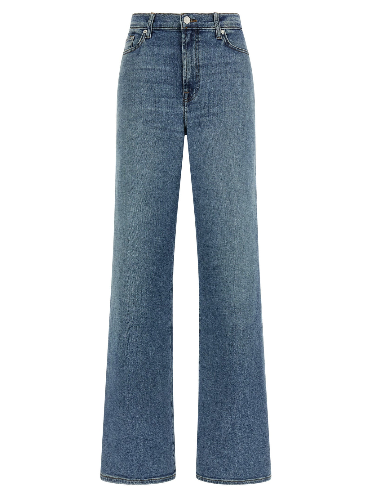 7 For All Mankind Blue Cotton Straight-Leg Jeans