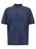 Brunello Cucinelli Blue Linen Polo Shirt