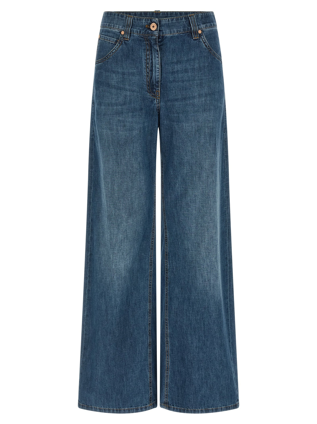 Brunello Cucinelli Blue Cotton Relaxed Fit Jeans