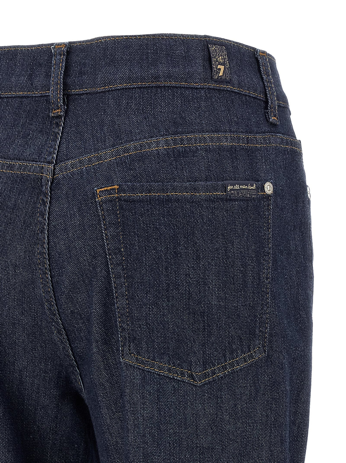 7 For All Mankind Blue Cotton Flared Jeans