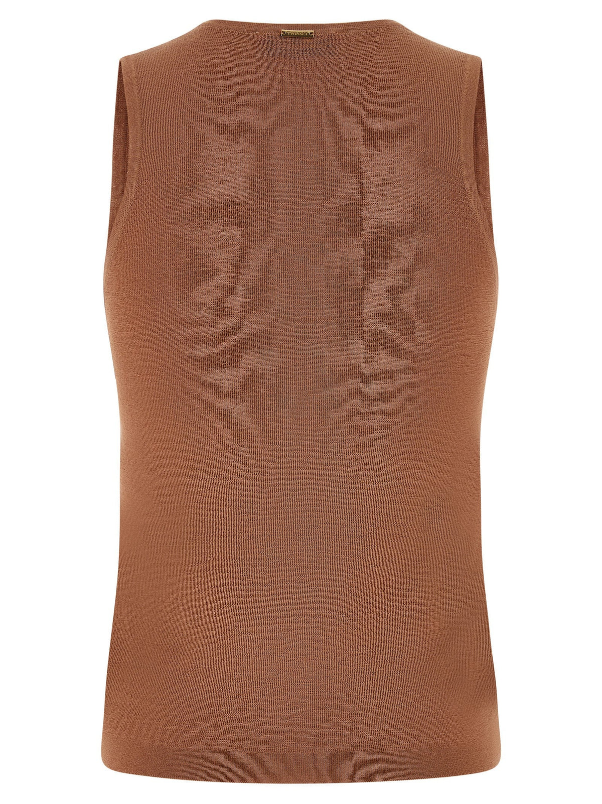 Twinset Brown Cotton Sleeveles T-Shirt