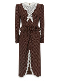 Alessandra Rich Brown Silk Midi Dress