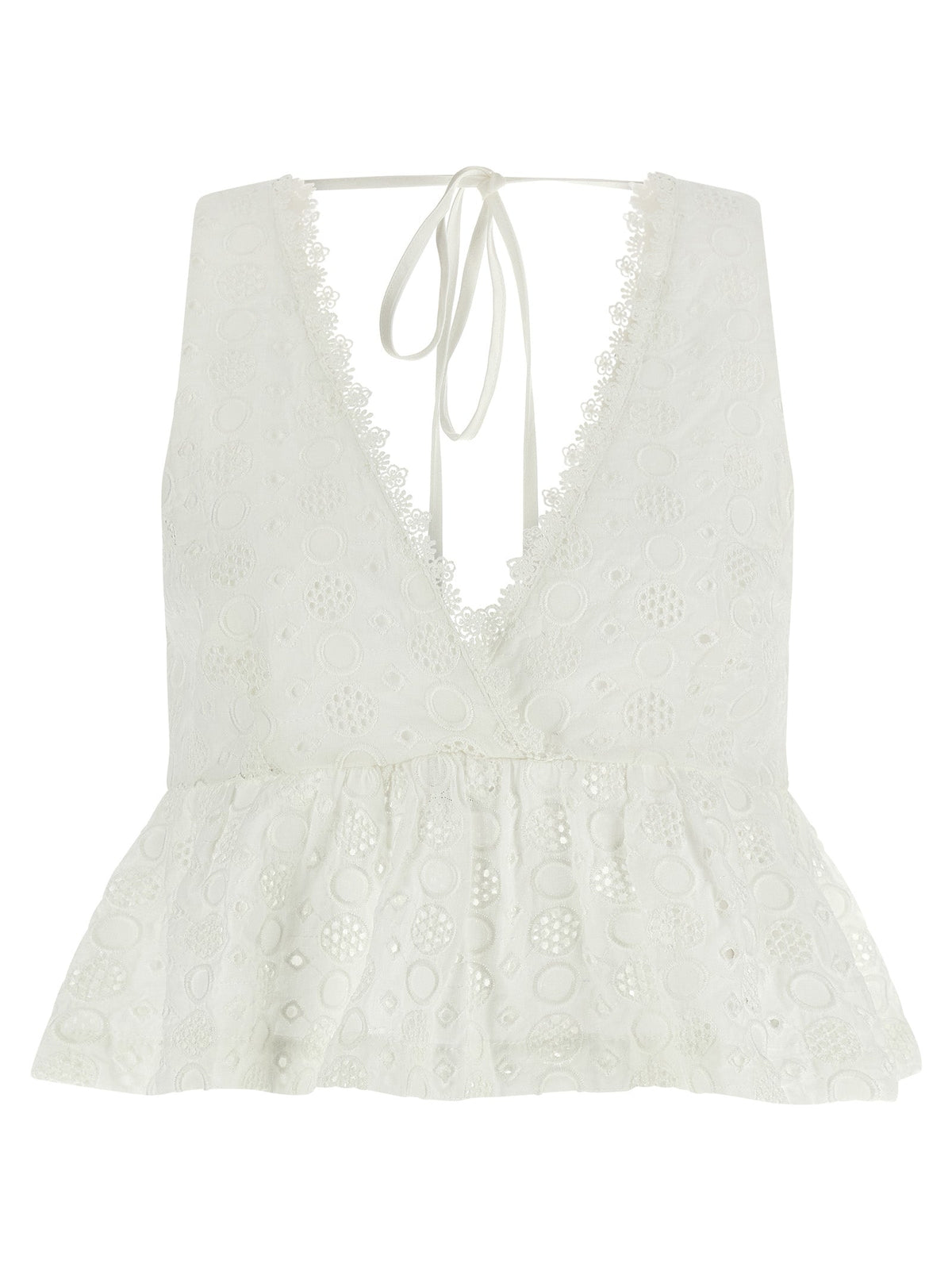 PINKO White Cotton Sleeveles T-Shirt