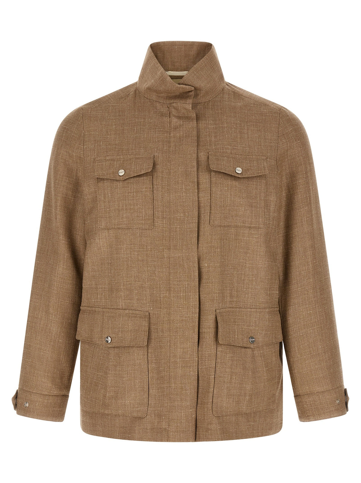 Herno Beige Wool Full-Length Jacket