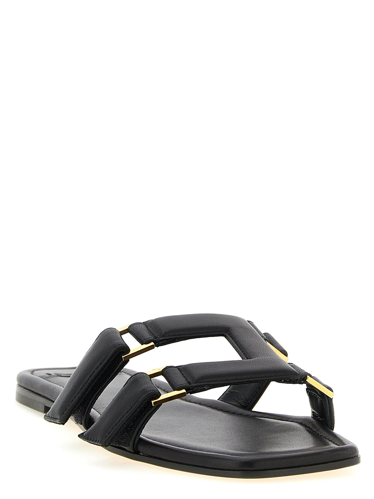 Elisabetta Franchi Black Lambskin Slides