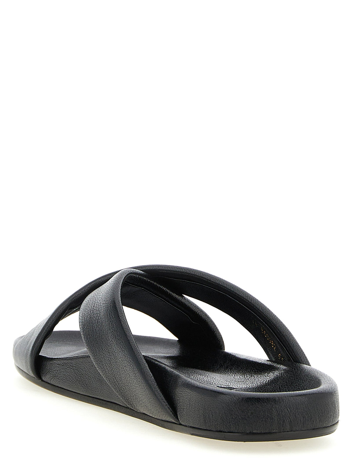 Saint Laurent Black Lamb Leather Slides