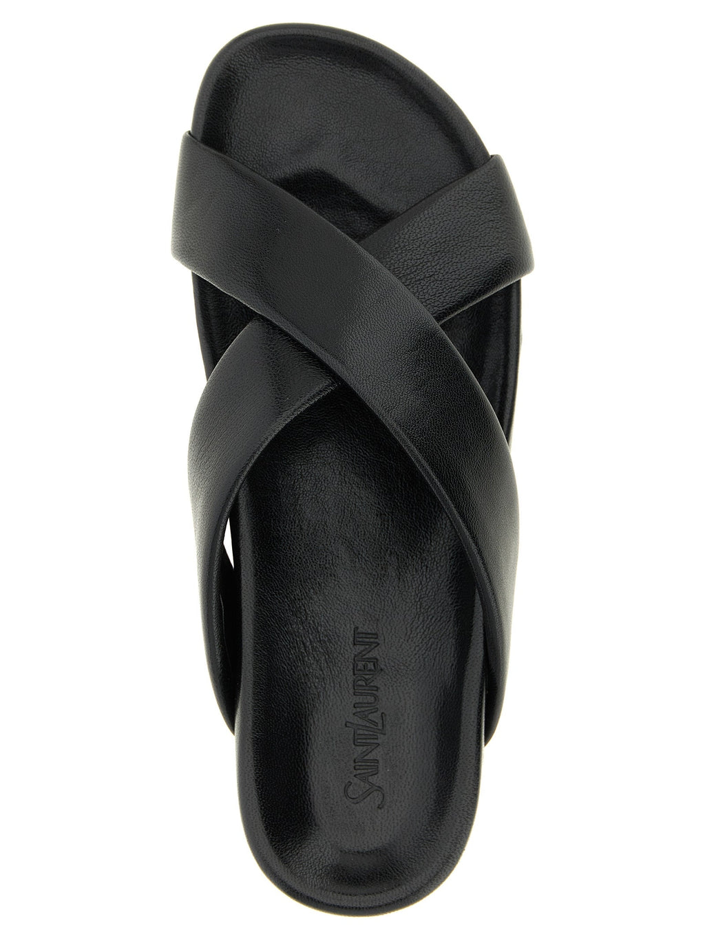 Saint Laurent Black Lamb Leather Slides