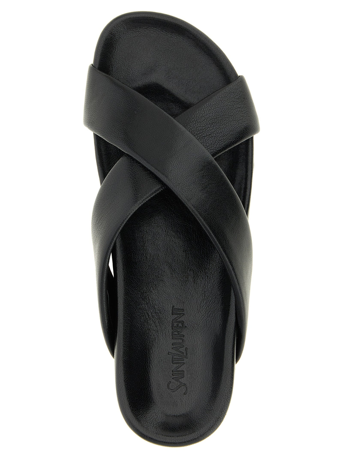 Saint Laurent Black Lamb Leather Slides