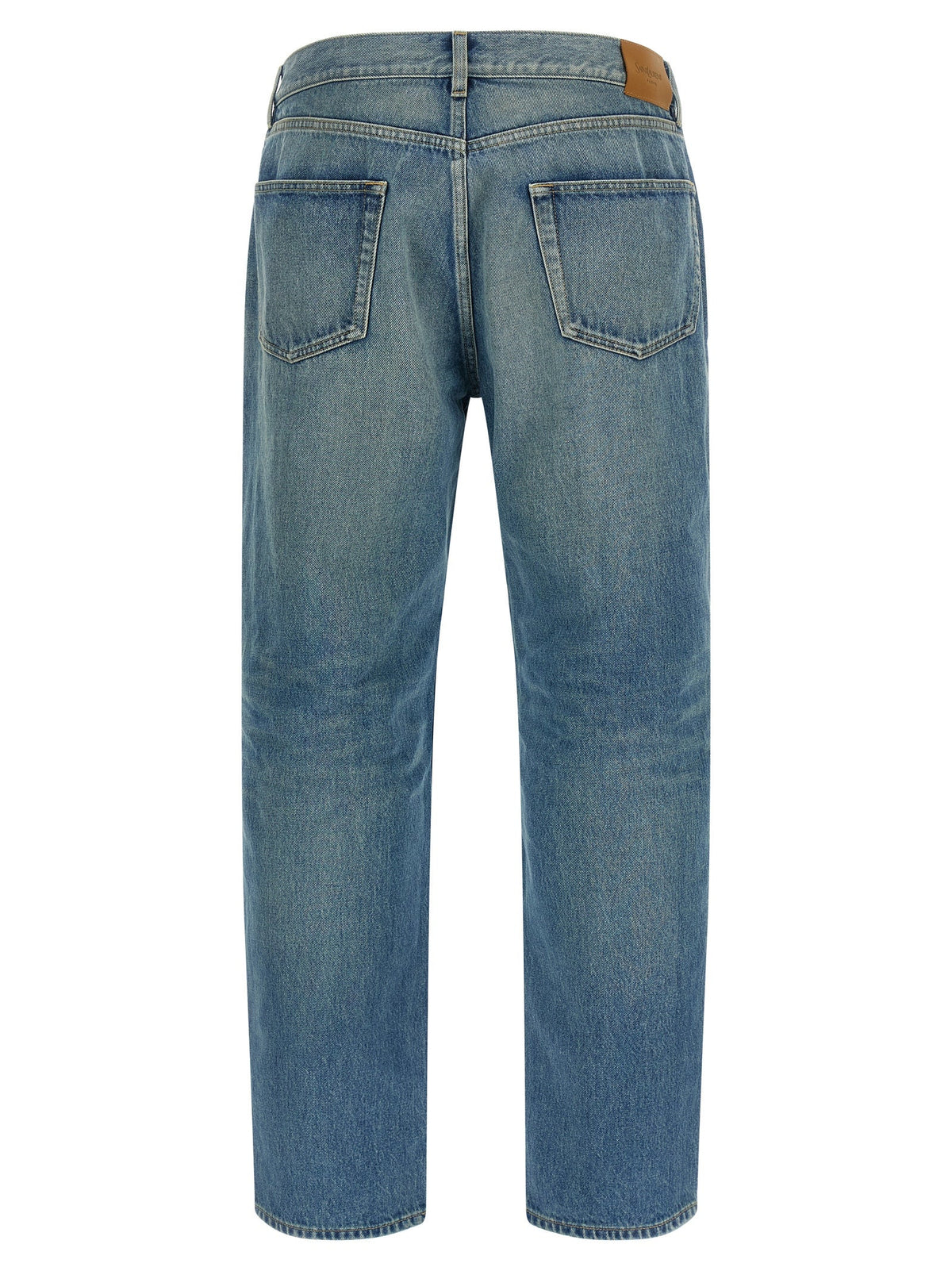 Saint Laurent Blue Cotton Straight-Leg Jeans
