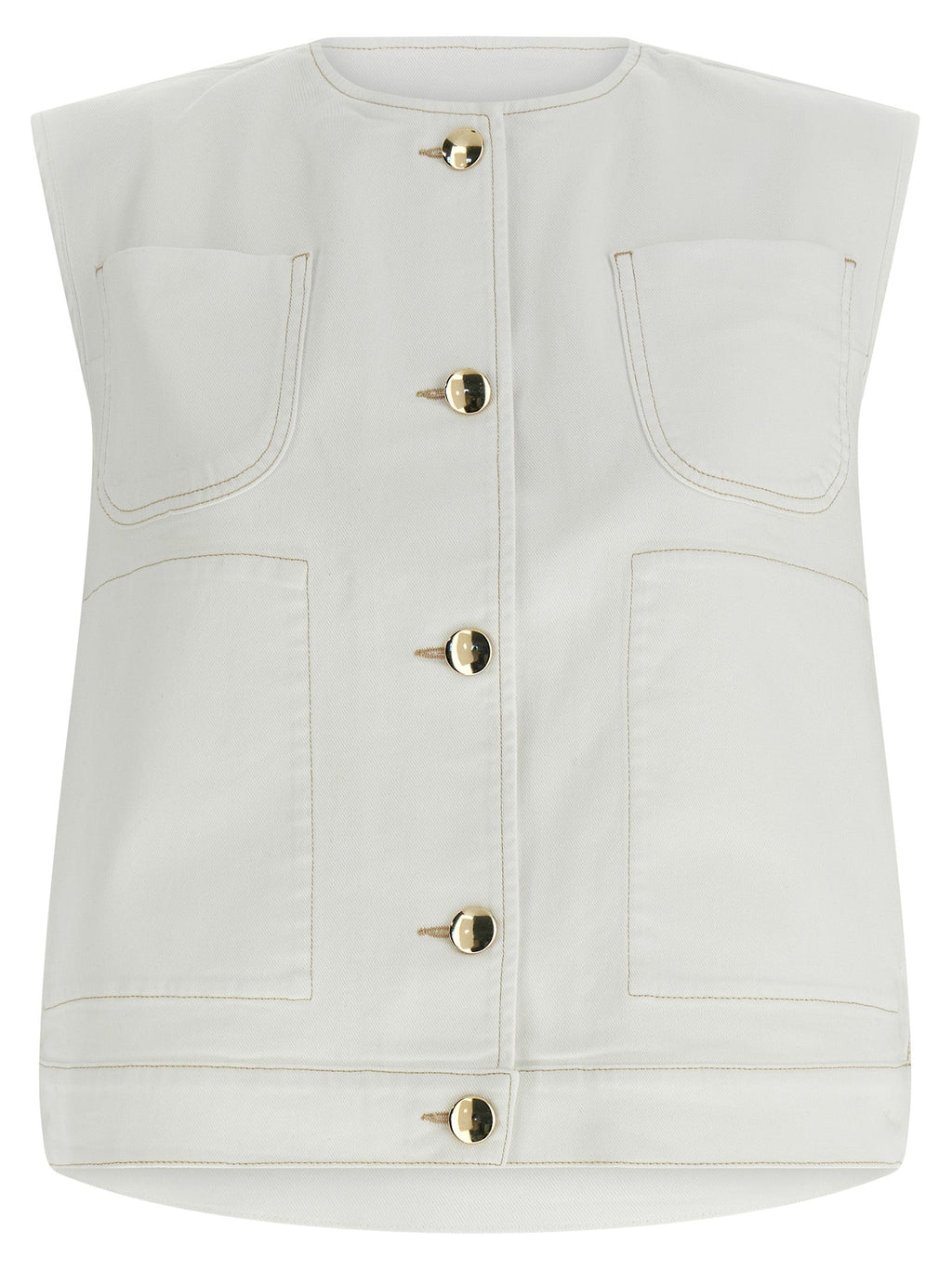 Fabiana Filippi White Cotton Sleeveless Jacket