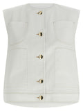 Fabiana Filippi White Cotton Sleeveless Jacket