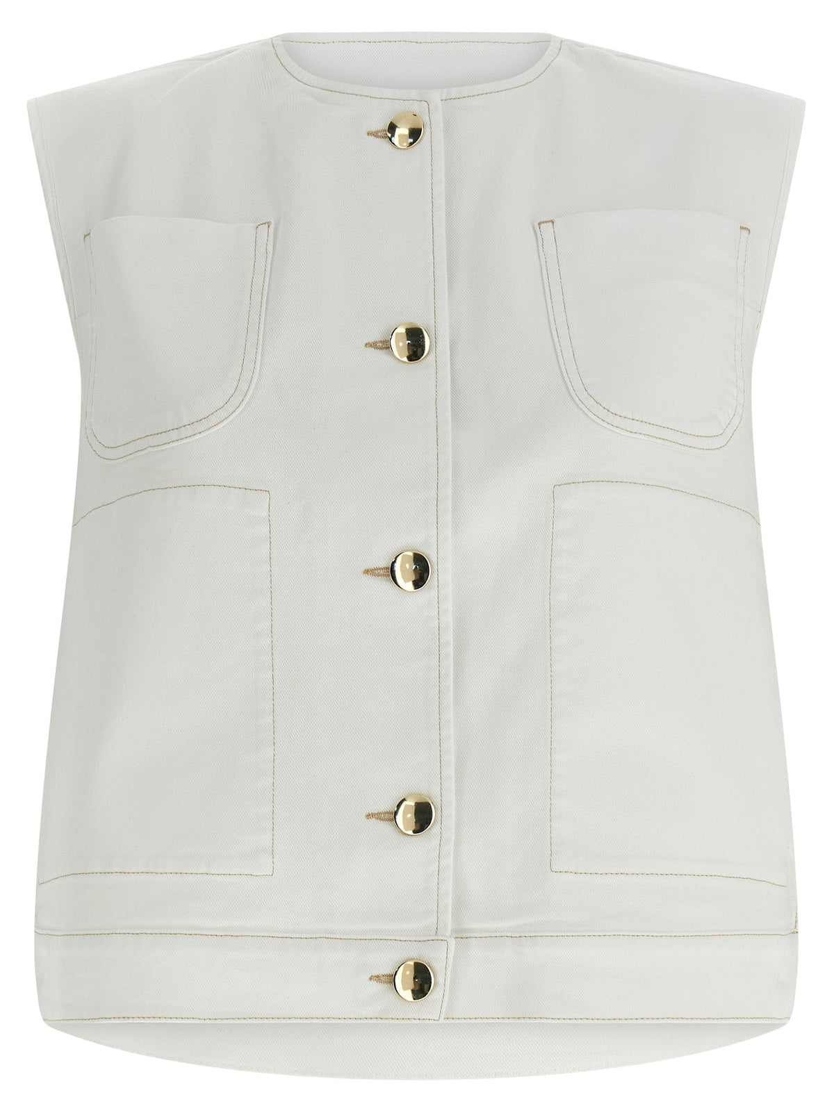 Fabiana Filippi White Cotton Sleeveless Jacket