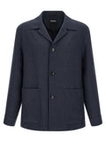 ZEGNA Blue Linen Full-Length Jacket