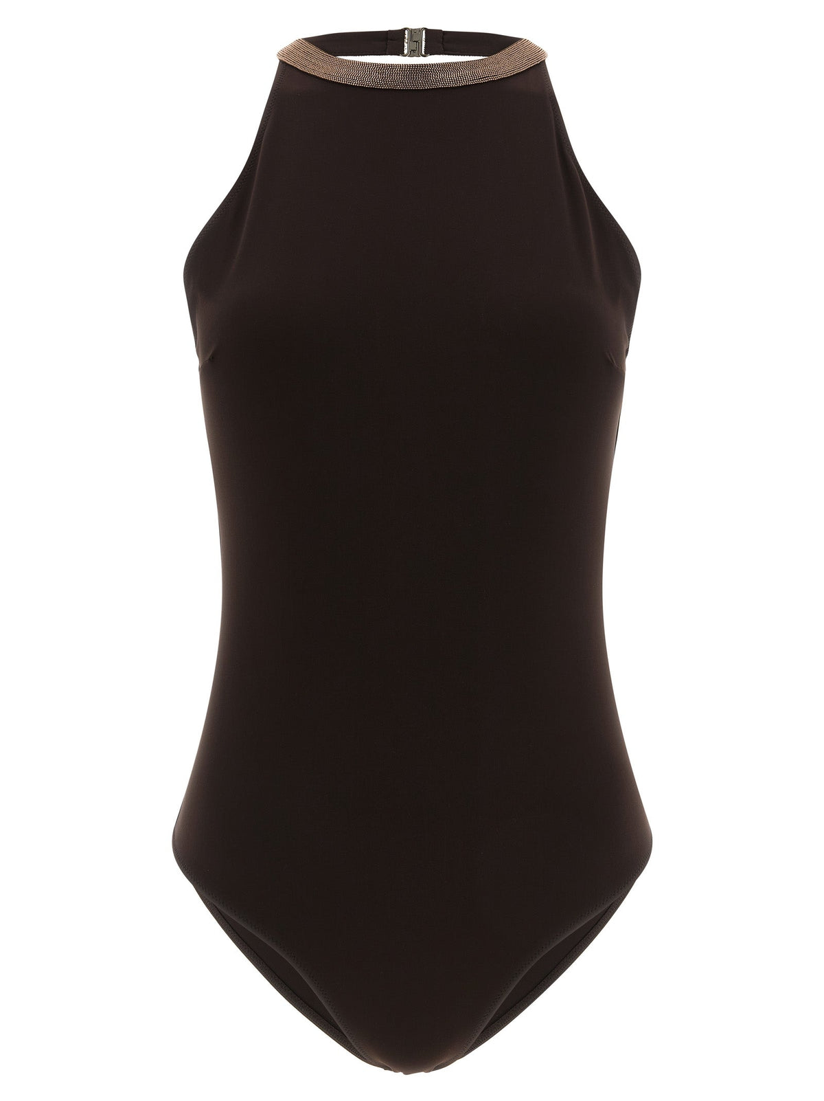 Brunello Cucinelli Brown Polyamide One-Piece Swimsuit