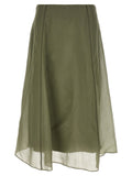 Brunello Cucinelli Bicolor Silk Midi Skirt