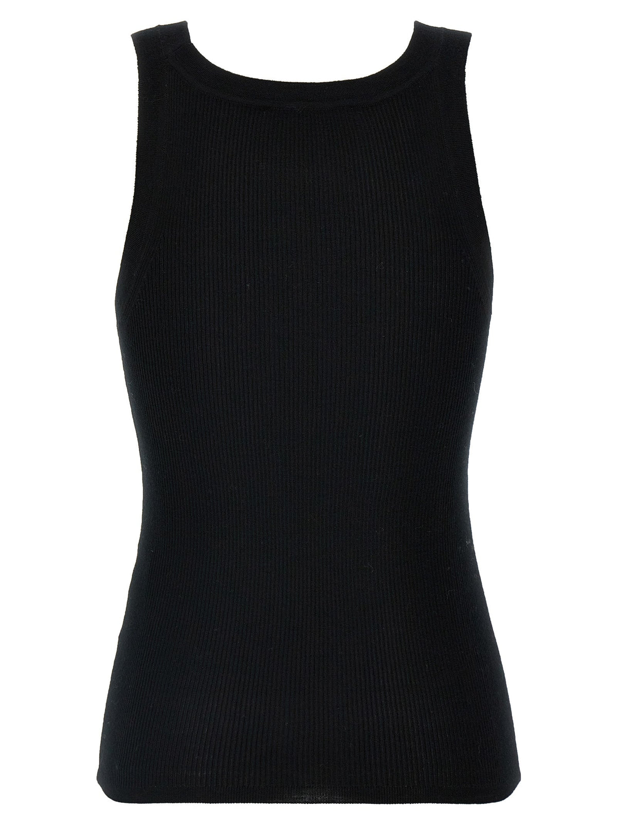 Max Mara Black Virgin Wool Sleeveles T-Shirt