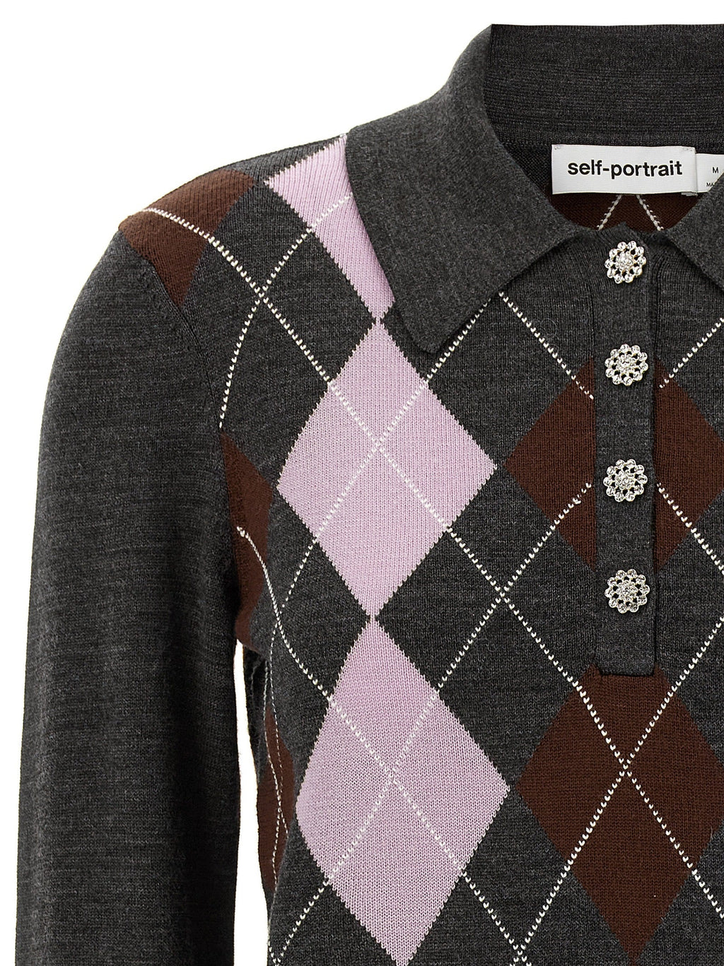 Self-Portrait Gray Wool Cardigan