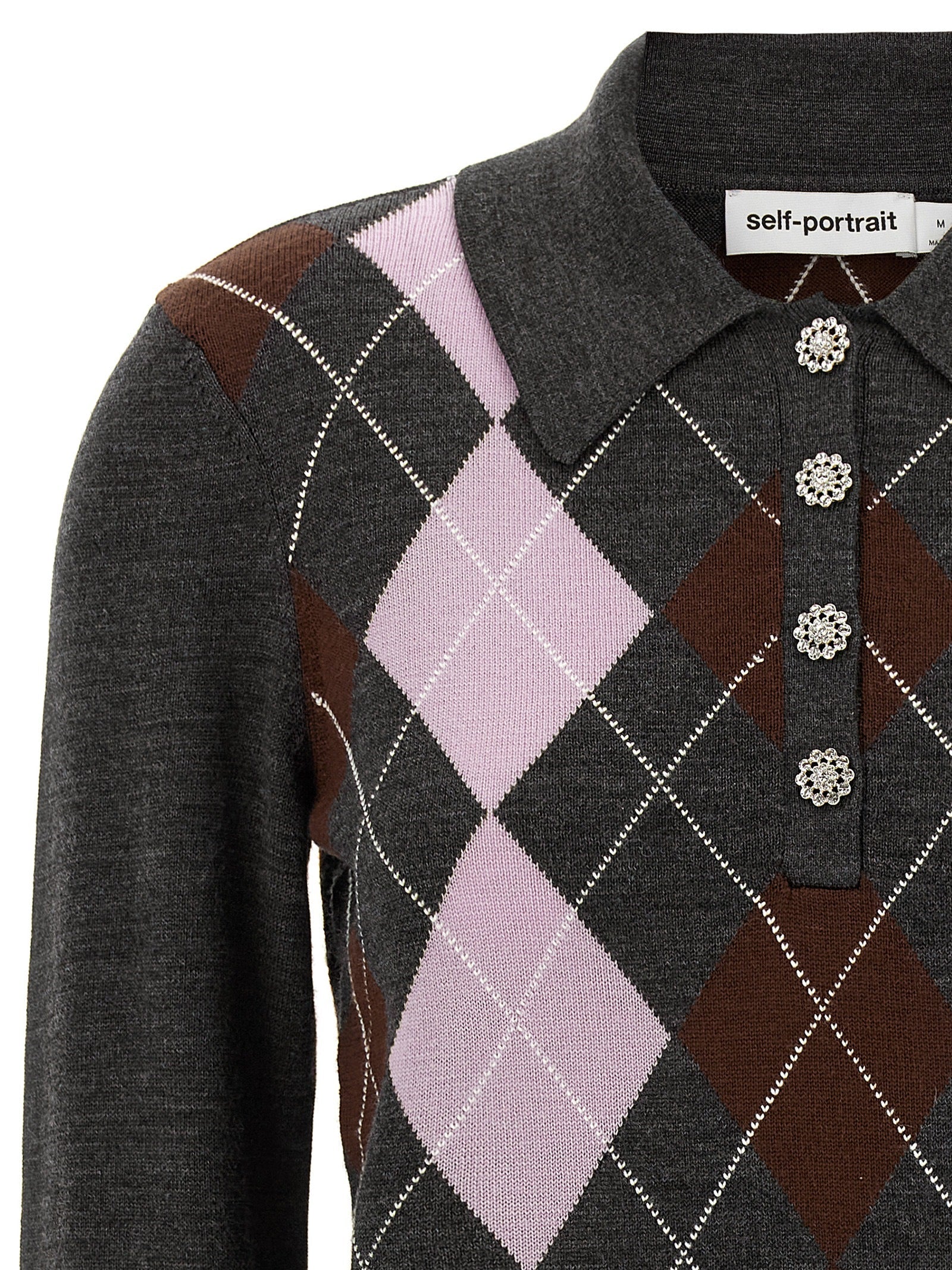 Self-Portrait Gray Wool Cardigan