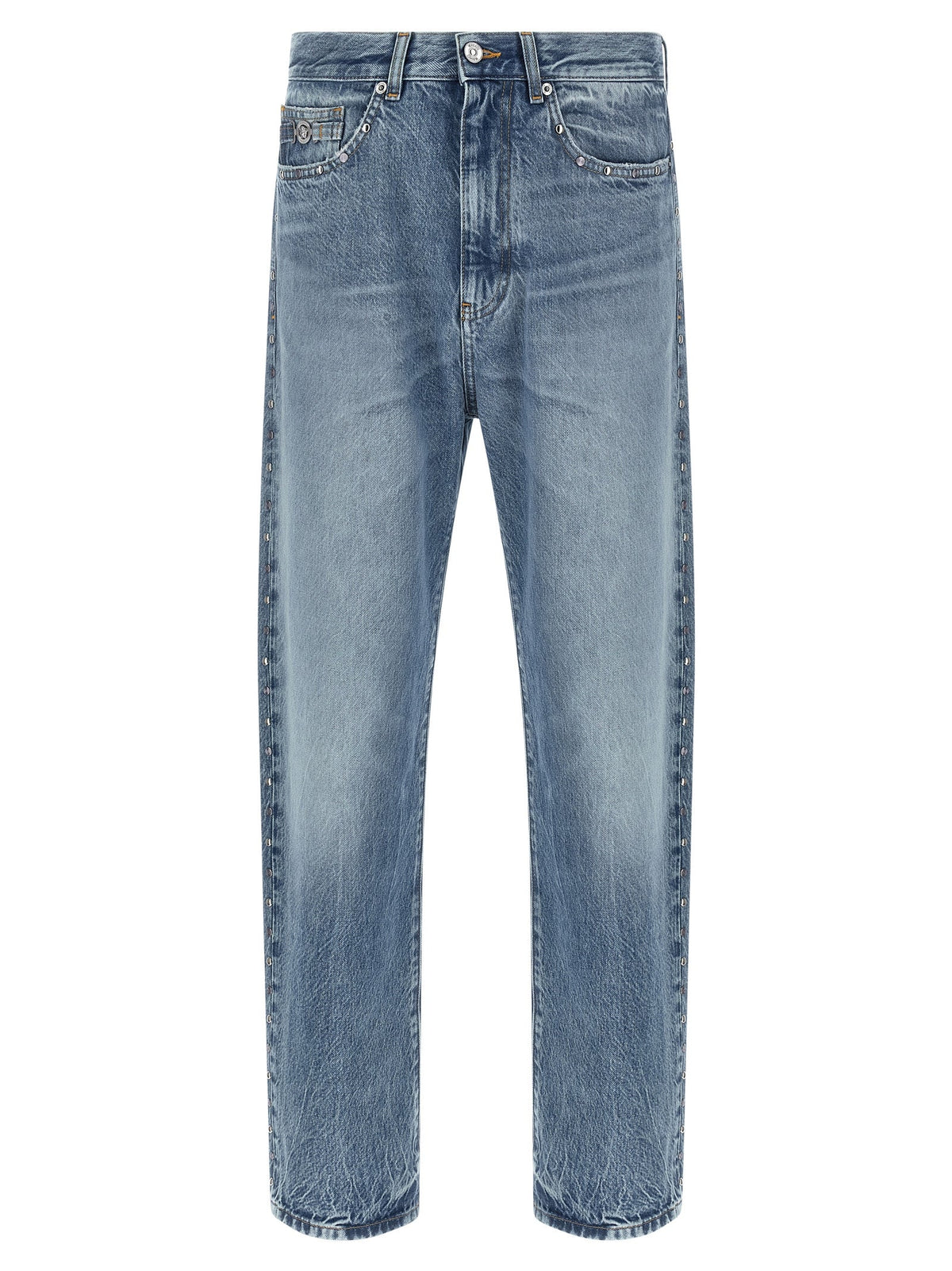Versace Blue Cotton Straight-Leg Jeans