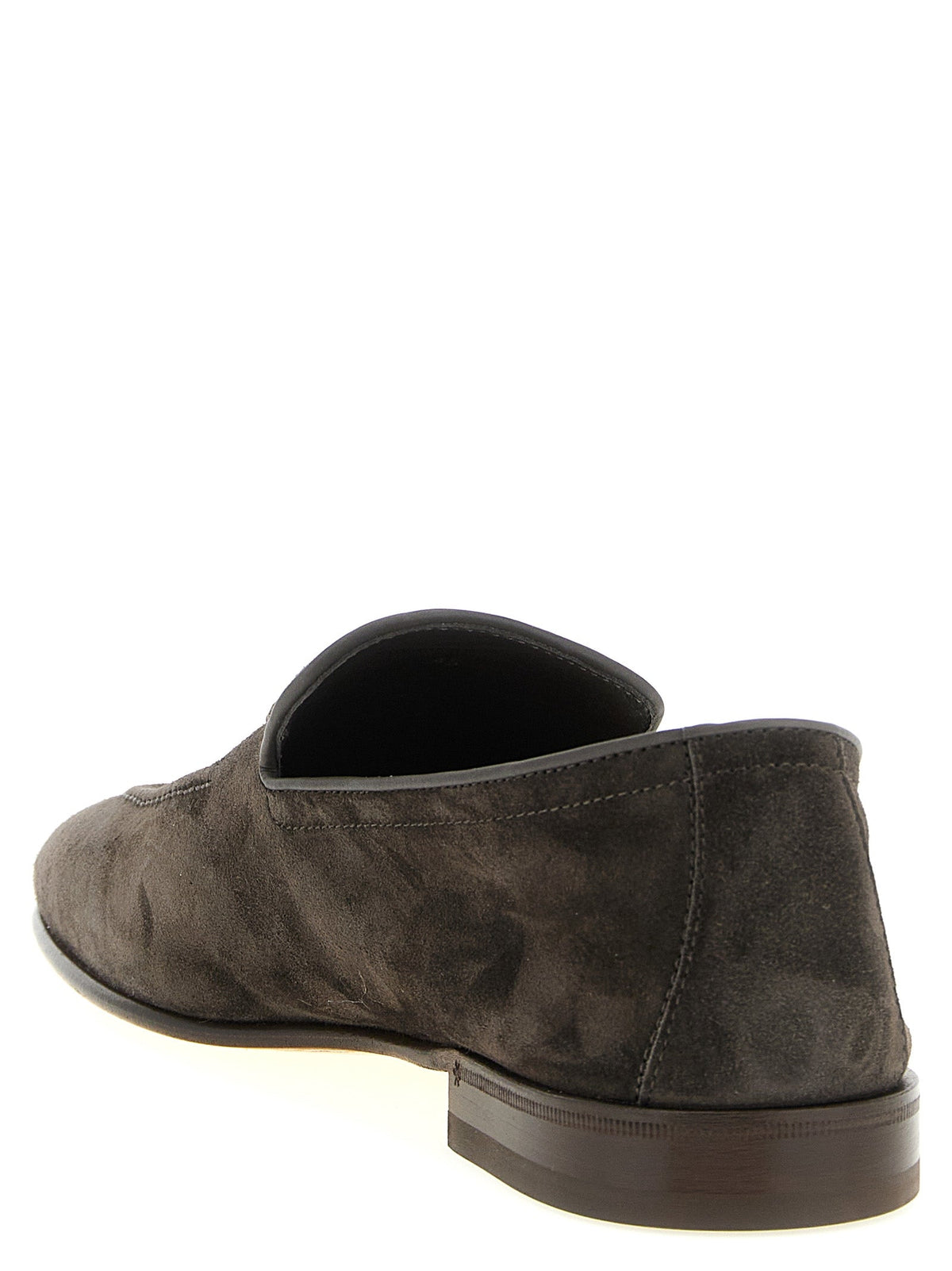 Brunello Cucinelli Gray Calfskin Slip-On Loafers