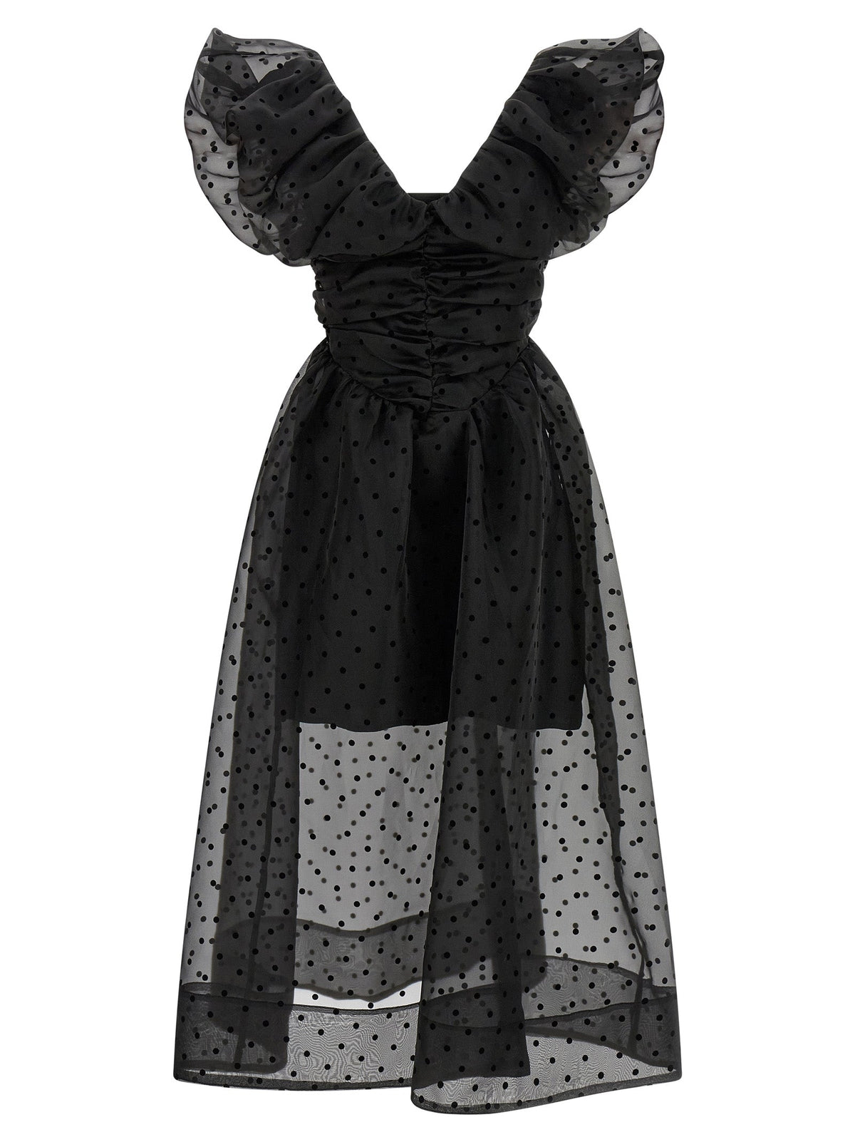 Ganni Black Recycled Polyester Midi Dress