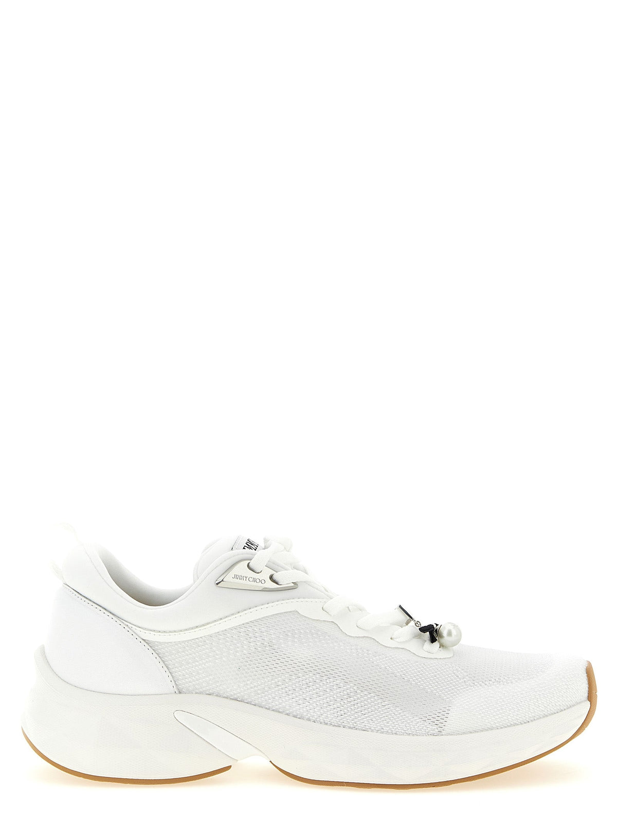 Jimmy Choo White Tencel Athletic Sneakers