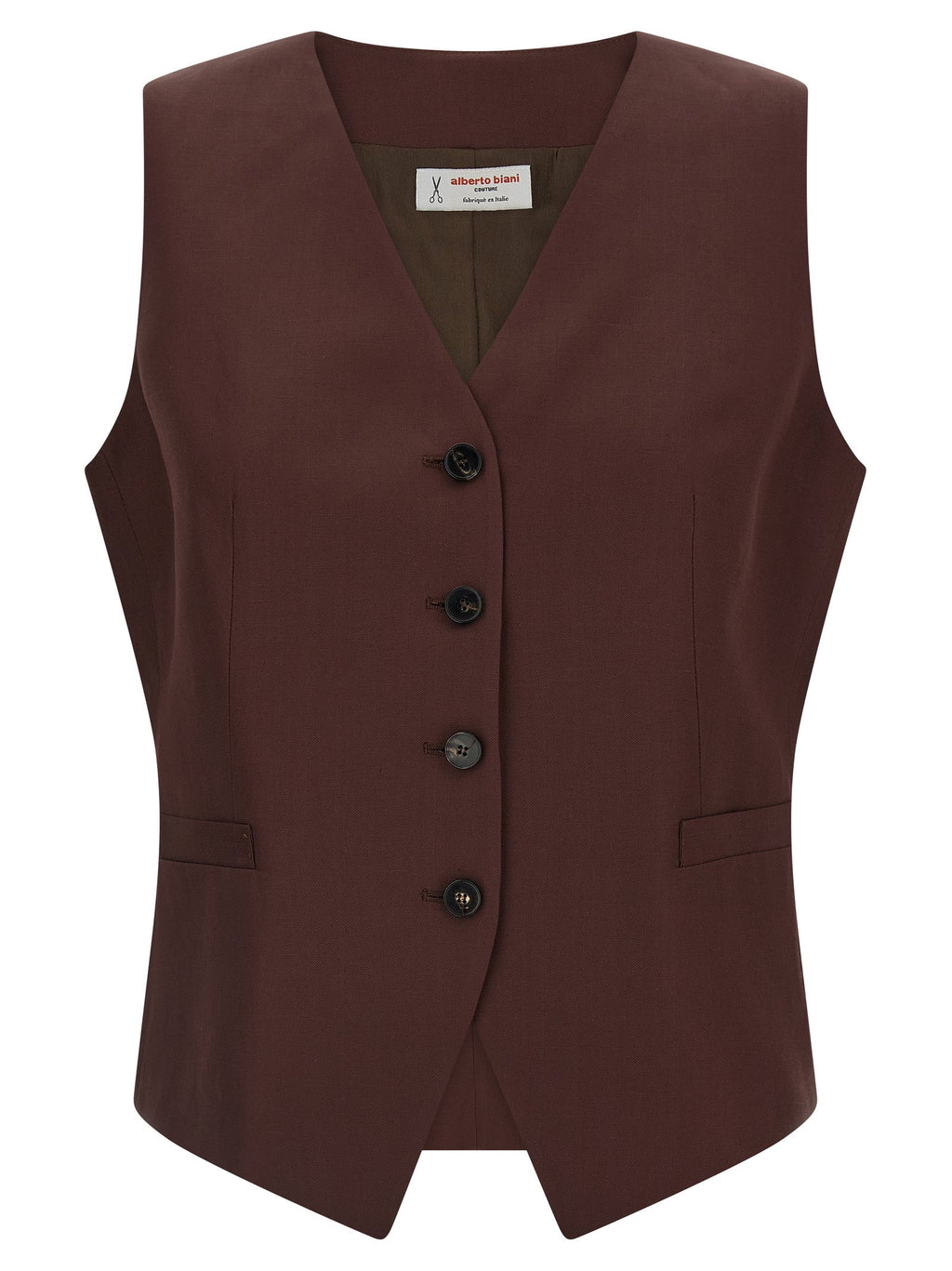 Alberto Biani Brown Viscose Sleeveless Jacket