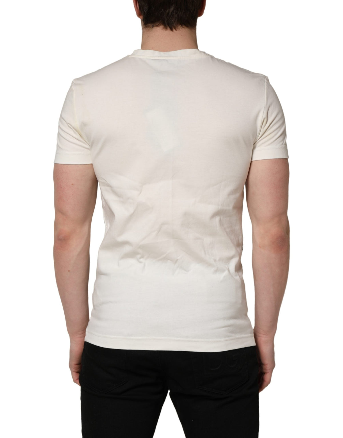 Dolce & Gabbana White Cotton Logo Bandana Print Men T-shirt