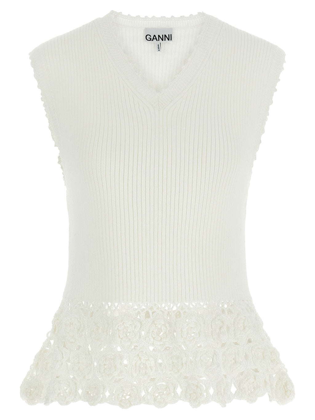 Ganni White Organic Cotton Sleeveless Jacket