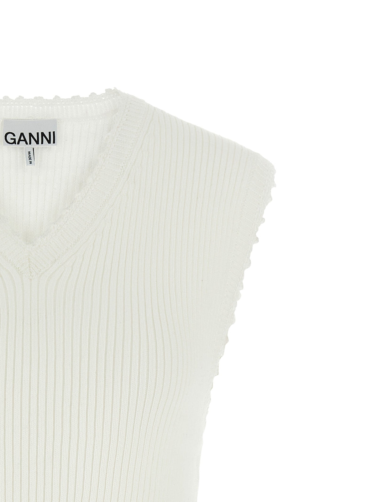 Ganni White Organic Cotton Sleeveless Jacket