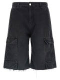 44 Label Group Black Cotton Bermuda Shorts