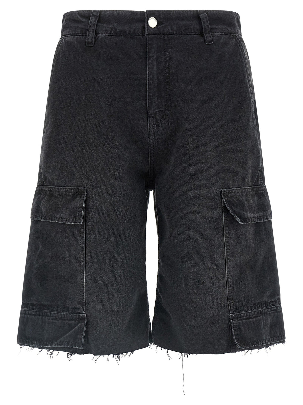 44 Label Group Black Cotton Bermuda Shorts