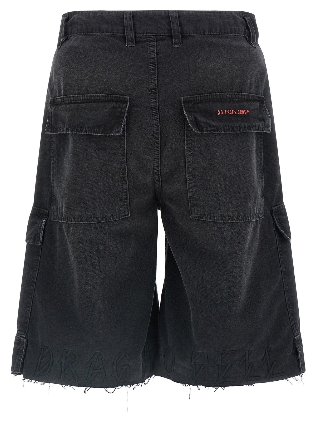 44 Label Group Black Cotton Bermuda Shorts