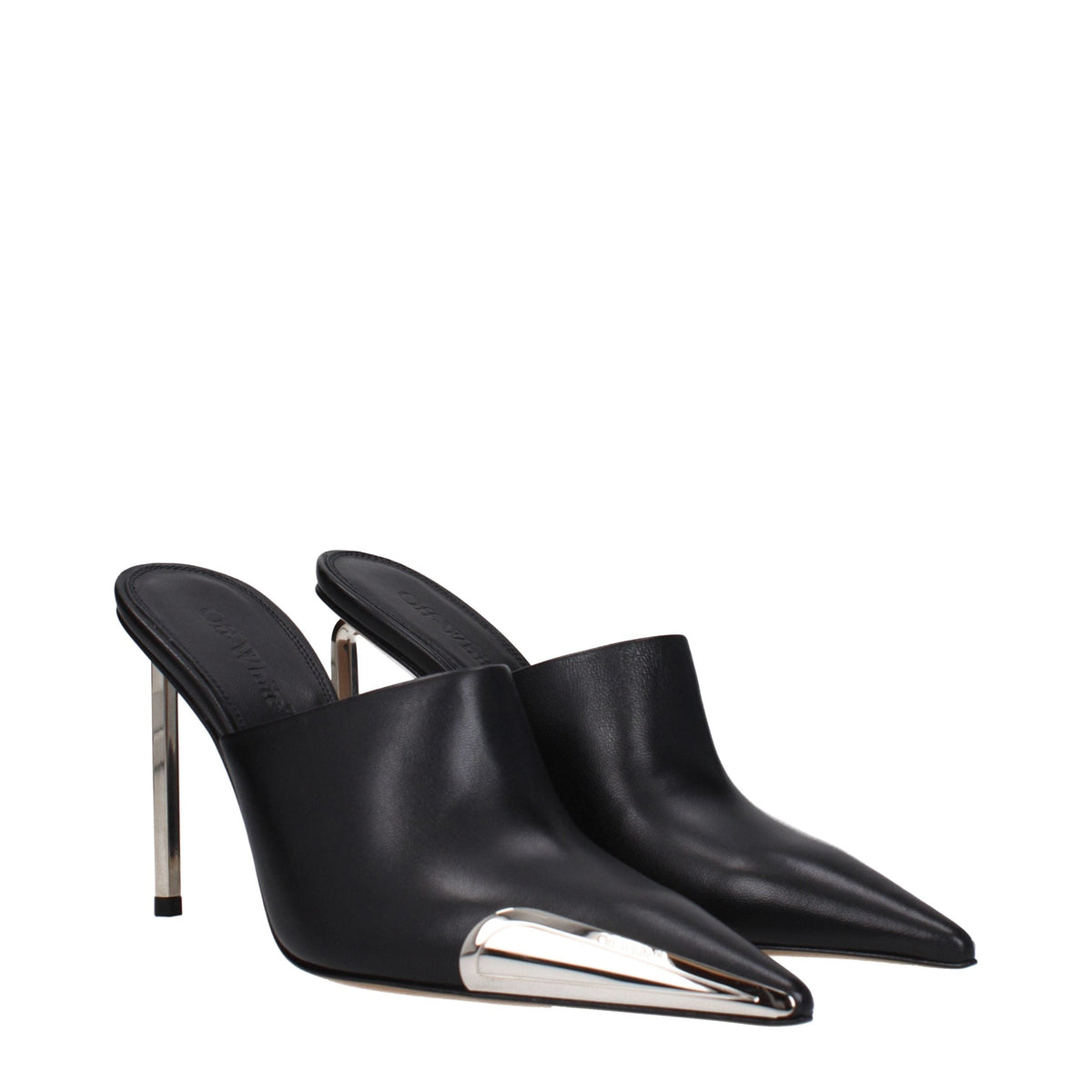 Off-White Black Leather High Heel Pumps