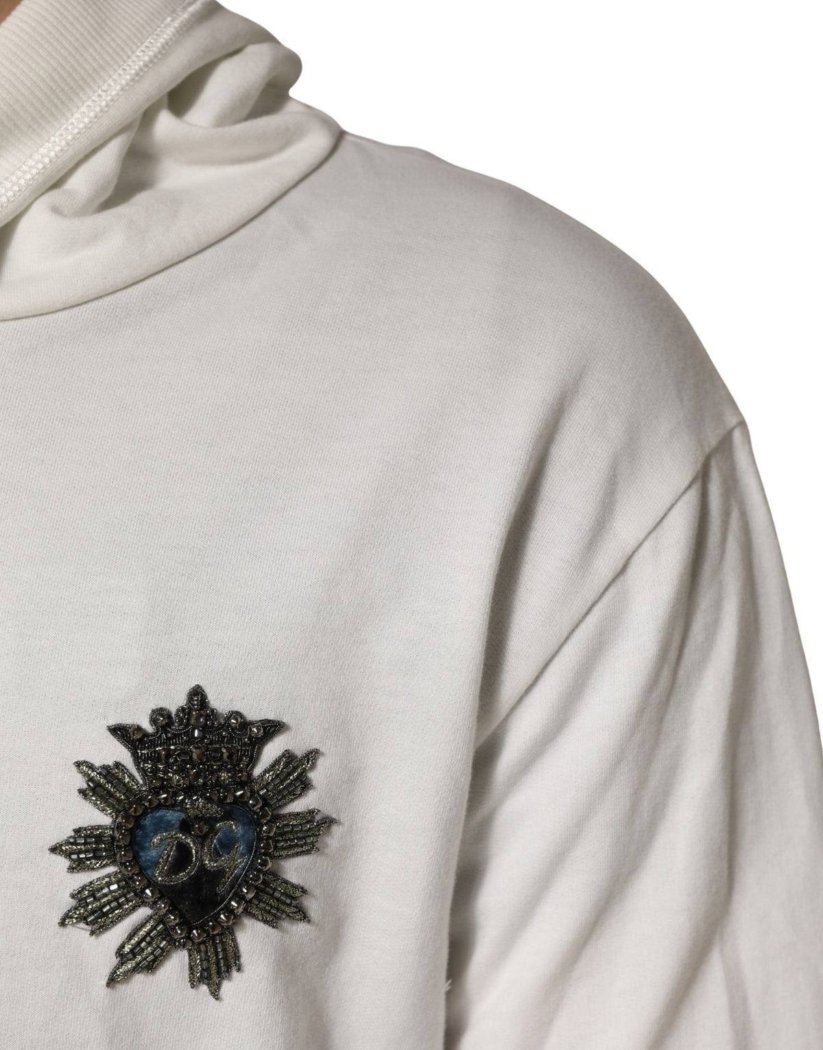 Dolce & Gabbana White Cotton Hooded Sweatshirt Sweater