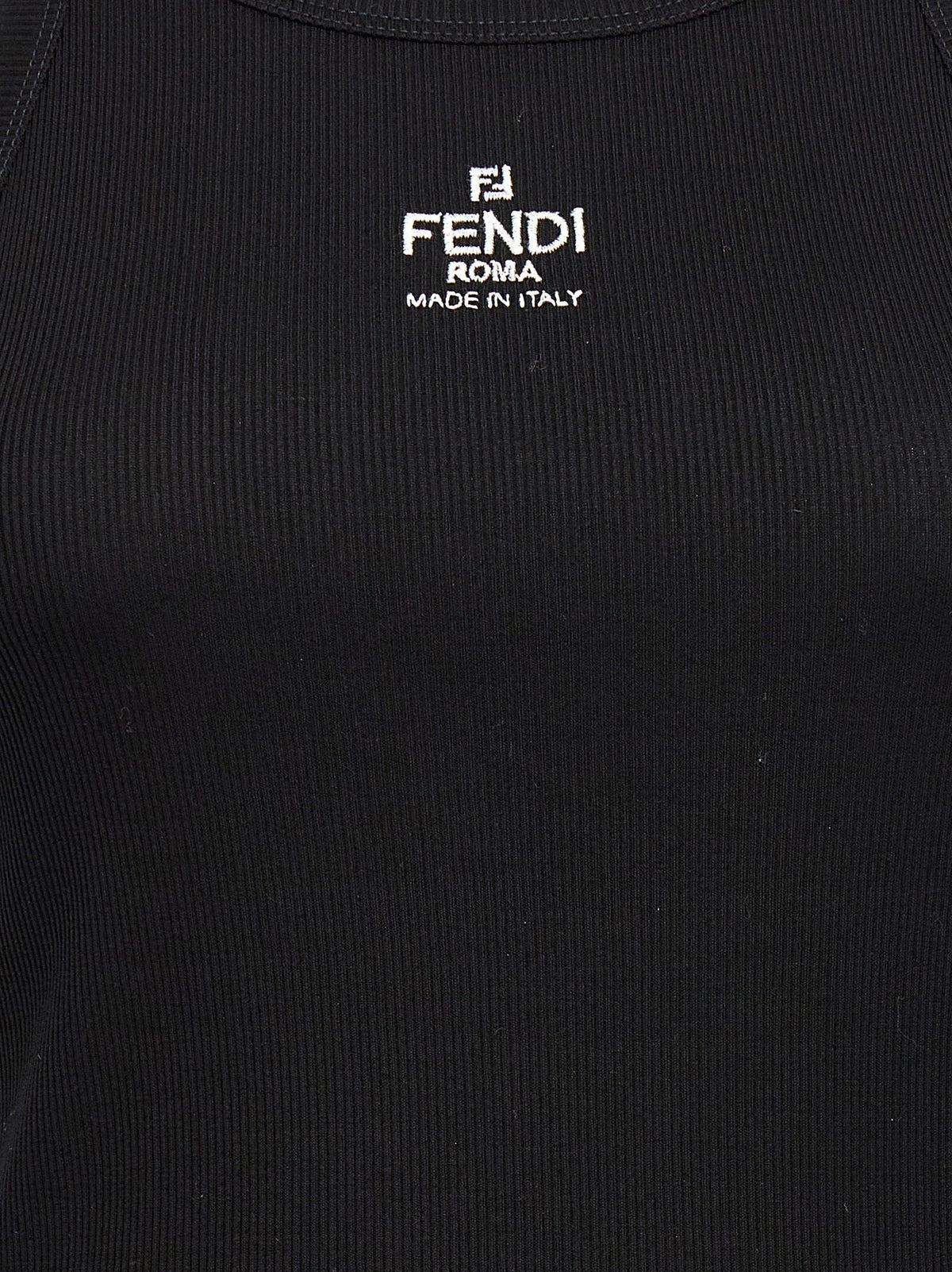 Fendi Black Cotton Sleeveles T-Shirt